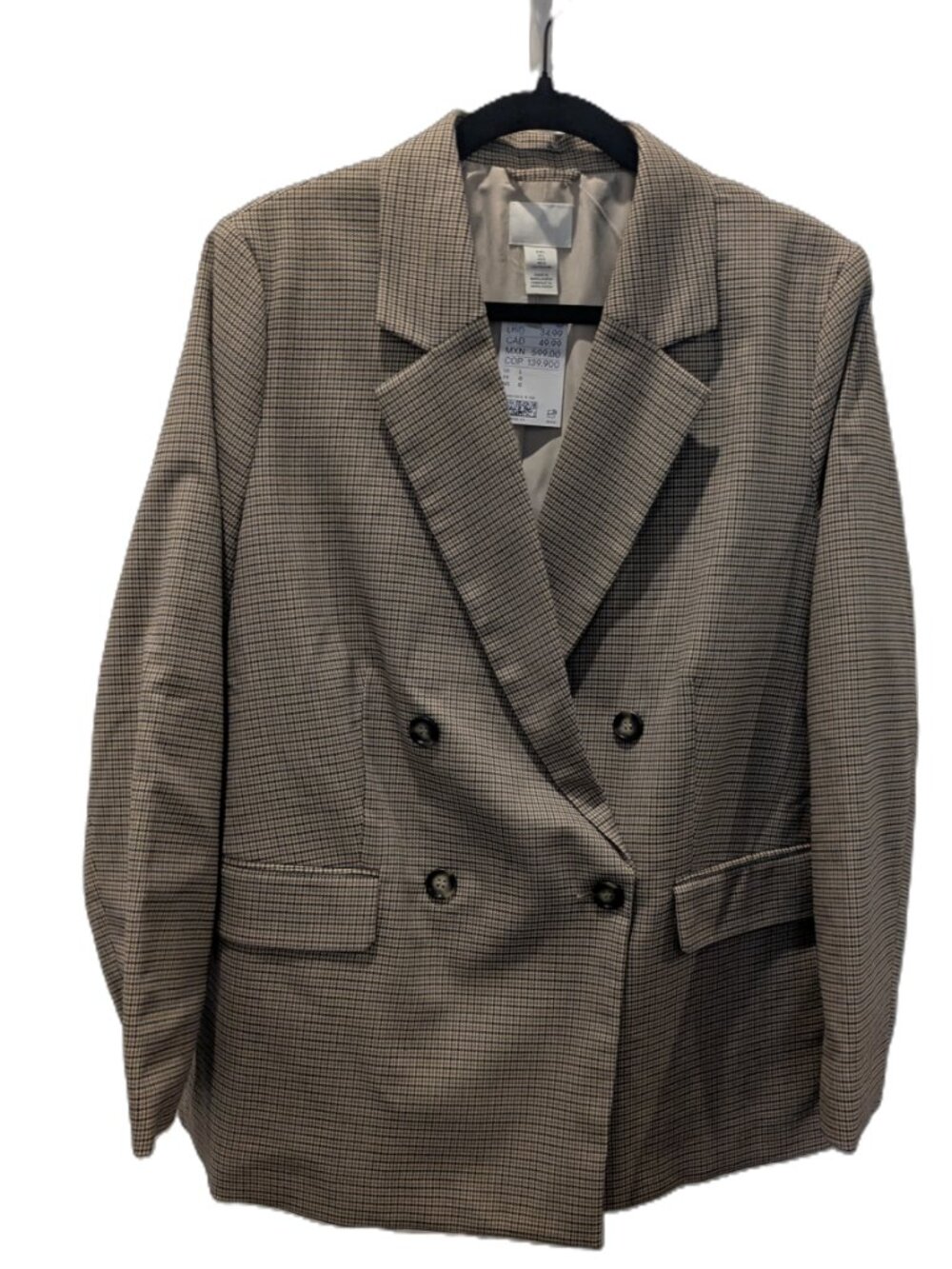 H&M Brown Houndstooth Blazer L NWT